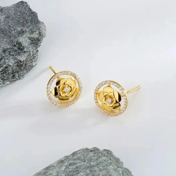 Gold_Rose_Flower_Stud_Earrings_For_Women